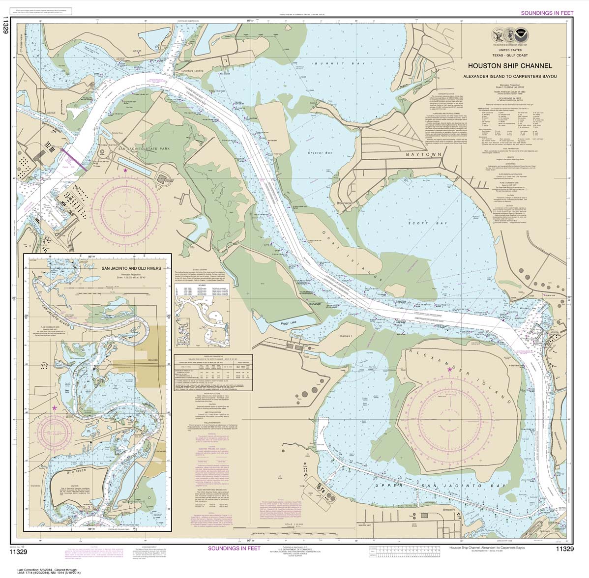 Houston Ship Channel Alexander Island to Carpenters Bayou;San Jacinto and Old Rivers