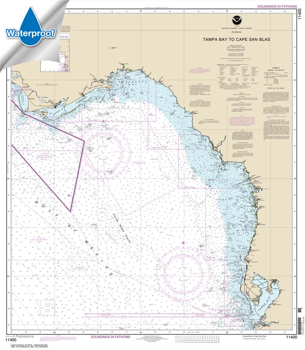 Tampa Bay to Cape San Blas 11400 Nautical Charts