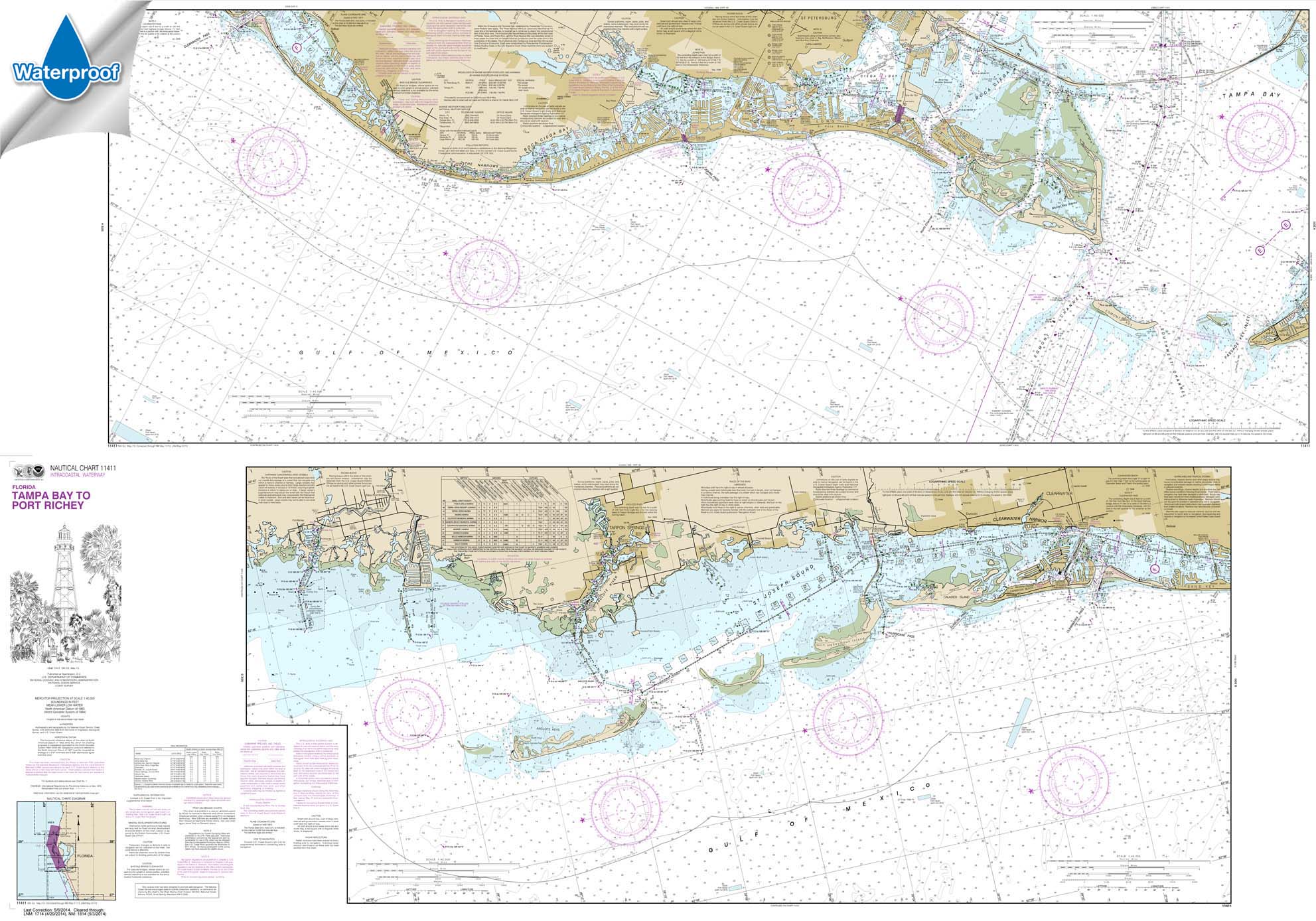 Intracoastal Waterway Tampa Bay to Port Richey 11411 Nautical Charts