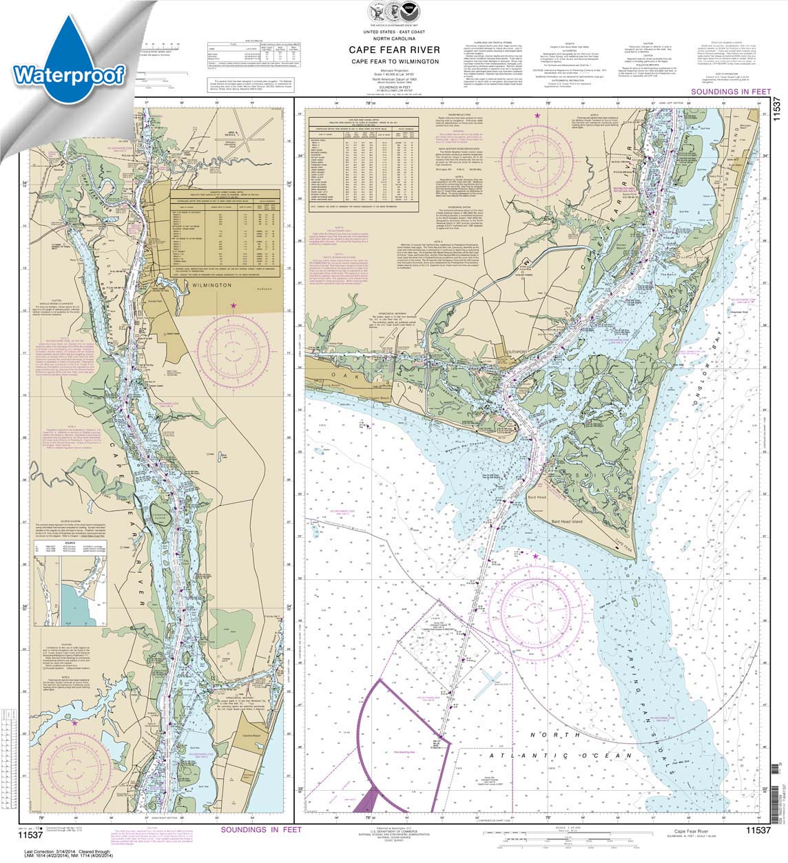 Cape Fear River Cape Fear to Wilmington 11537 Nautical Charts