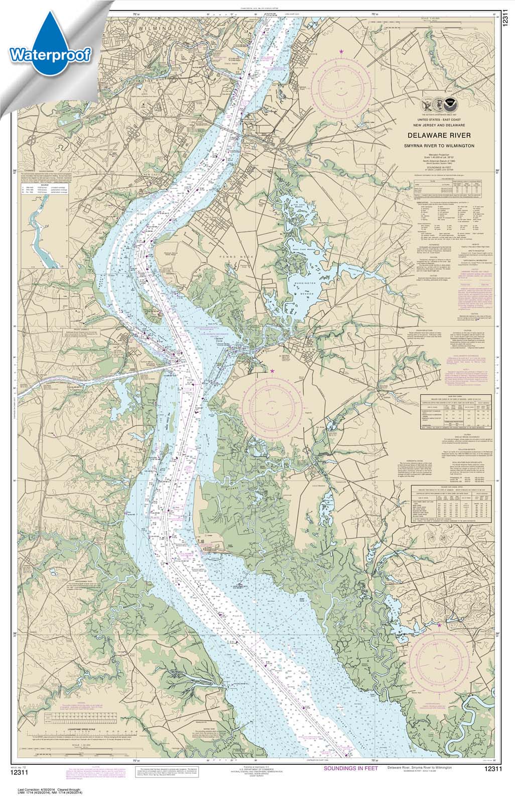 Delaware River Smyrna River to Wilmington 12311 Nautical Charts