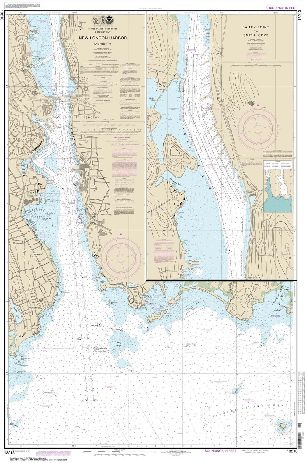 New London Harbor and vicinity;Bailey Point to Smith Cove