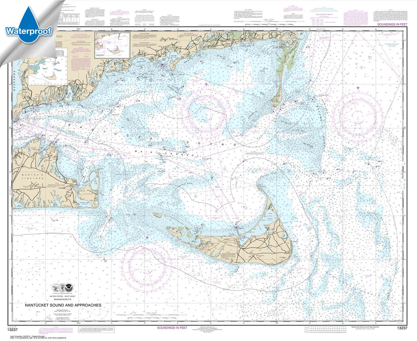 Nantucket Sound and Approaches 13237 Nautical Charts