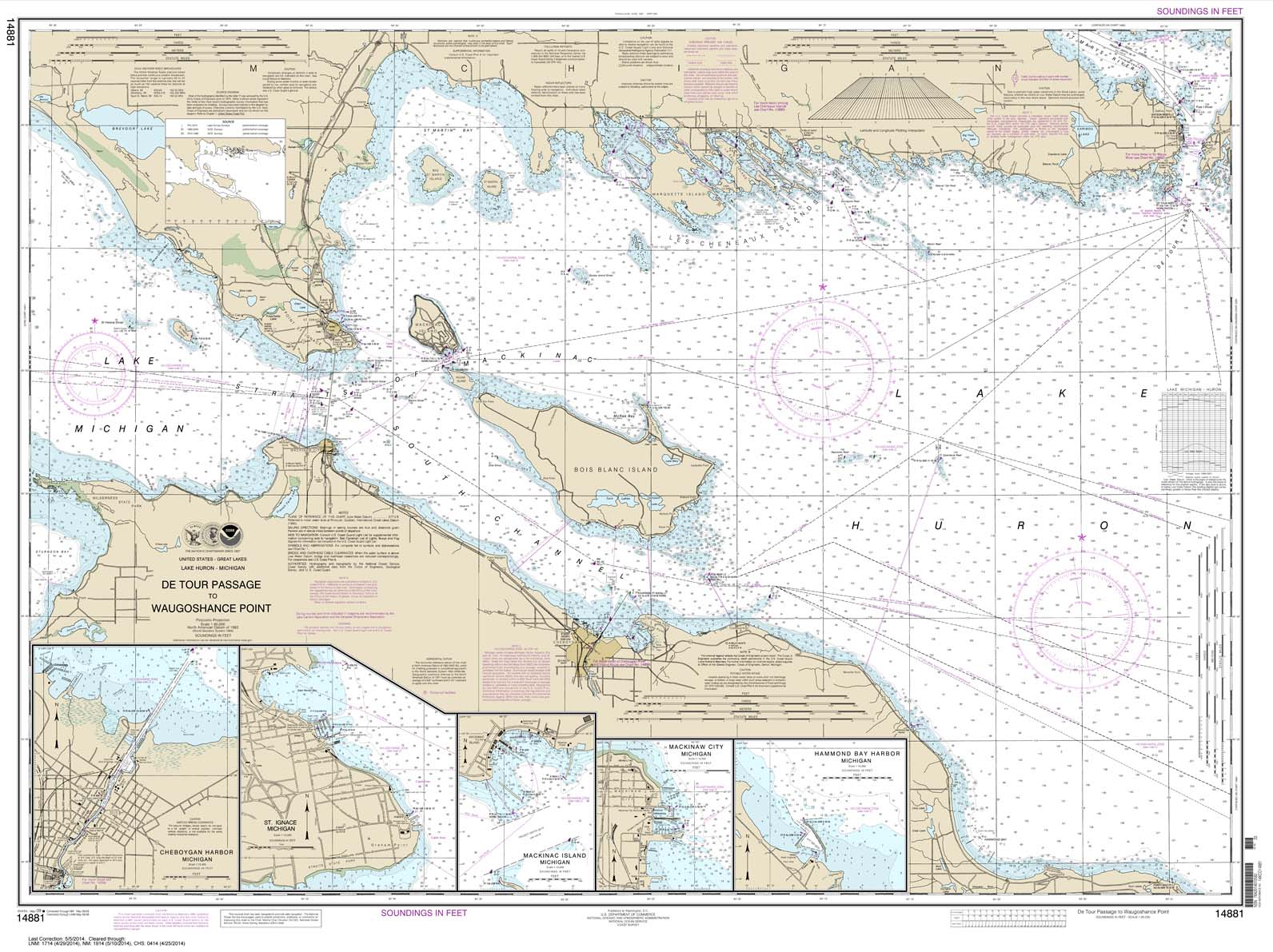 Detour Passage to Waugoshance Pt.;Hammond Bay Harbor;Mackinac Island;Cheboygan;Mackinaw City;St. lgnace