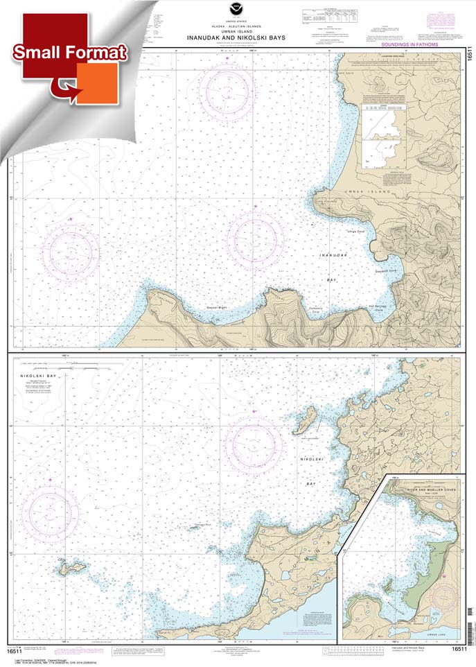 Inanudak Bay and Nikolski Bay: Umnak l.;River and Mueller Coves