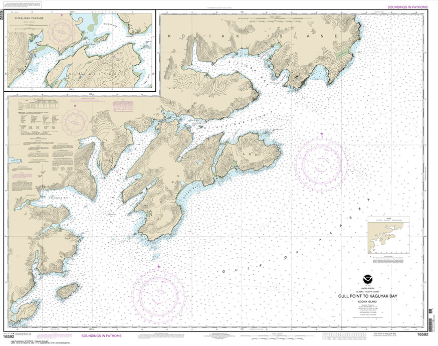 Kodiak Island Gull Point to Kaguyak Bay;Sitkalidak Passage