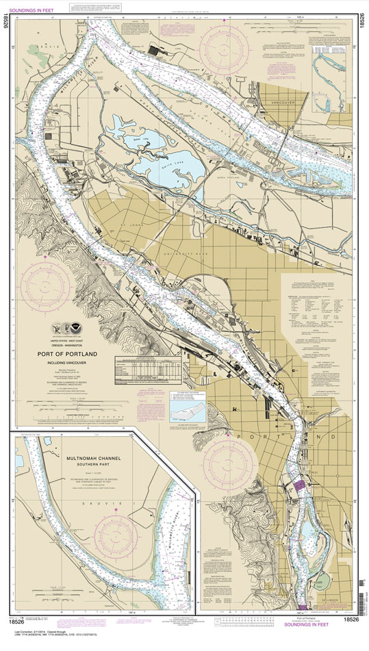 Port of Portland: Including Vancouver;Multnomah Channel-southern part